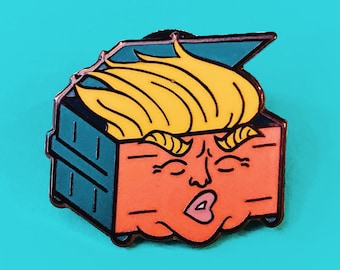 Dumpster Fire Donald Trump Enamel Pin / Trumpster Fire Lapel Pin / Dump Truck / Impeachment / Politics, Political, Protest Art, Funny, Humor