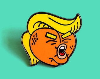 Impeach Trump Peach Emoji Enamel Pin: Political Protest Art