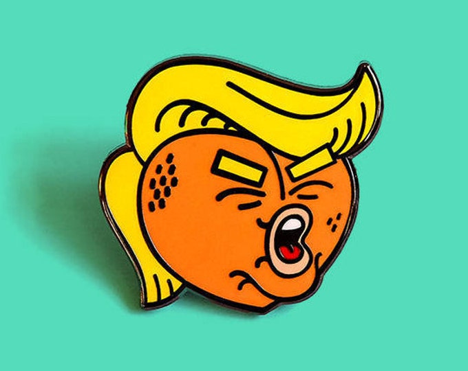 Impeach Trump Peach Emoji Enamel Pin / Peach Emoji Enamel Pin
