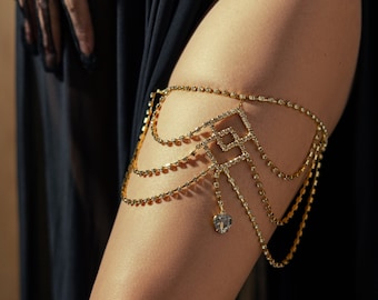 Crystal Thigh Chain: Art Deco Body Jewelry, Draped Necklace - Calypso