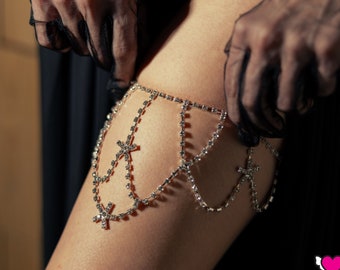 Crystal Thigh Chain: Floral Layered Body Jewelry Iris