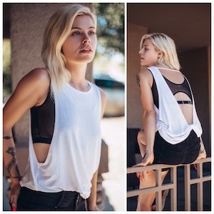 Open back tank top with twist / Yoga crossfit workout tank / Low side backless top / 10104 Low Twist Tank image 5