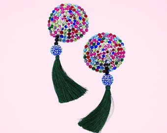 Multicolor Beaded Tassel Pasties: Burlesque Nipple Covers