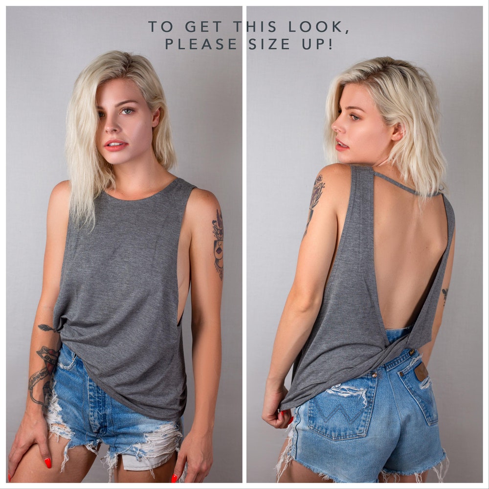 Open Back Tank Top With Twist / Yoga Crossfit Workout Tank / Low Side Backless Top / #10104 Low Twist Tank Moderndaydecors