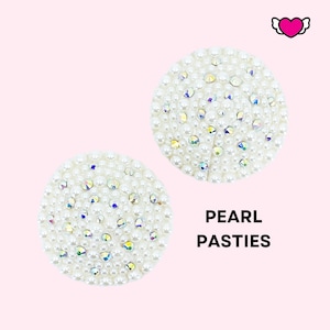 White Pearl & Crystal Pasties / Burlesque Pasties / Fancy Nipple Pasties / Wedding Nipple Pasties #30311