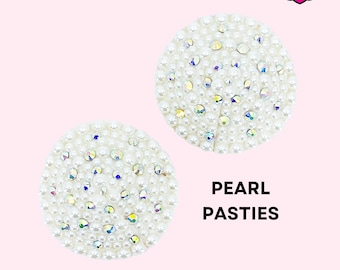 Pearl & Crystal Burlesque Pasties: Vegan Leather Nipple Covers