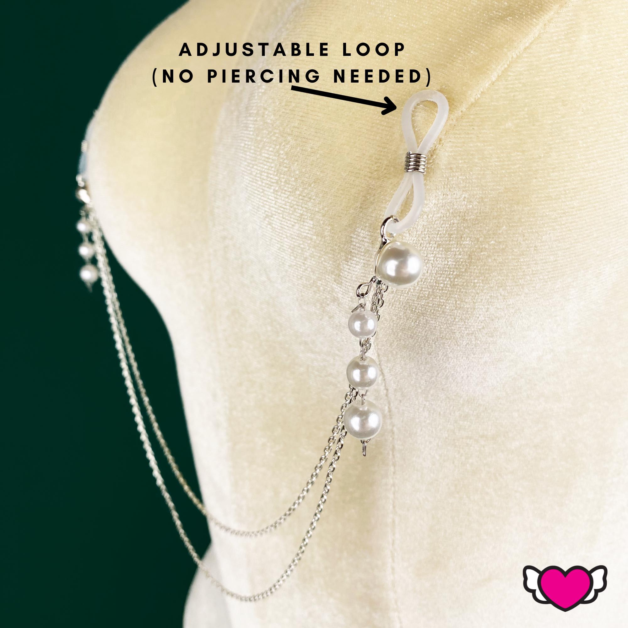 Non Piercing Nipple Chain With Adjustable Noose & Pearl Drop - Estelle ...