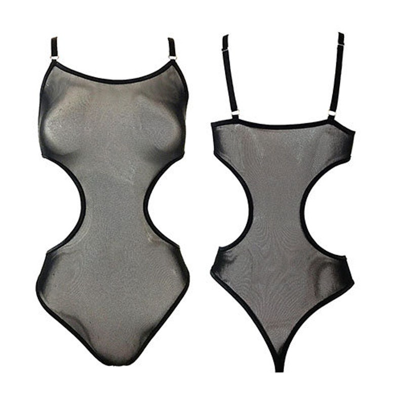 Mesh Bodysuit with Cutouts / See Thru Monokini / Thong Etsy