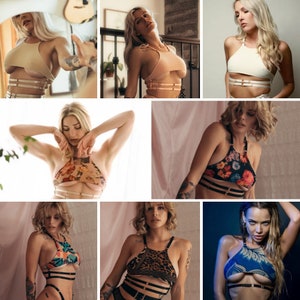 Underboob Bra / Halter Bra with Underboob / Strappy Bralette with Underboob / Colors & Prints - Danielle #20240