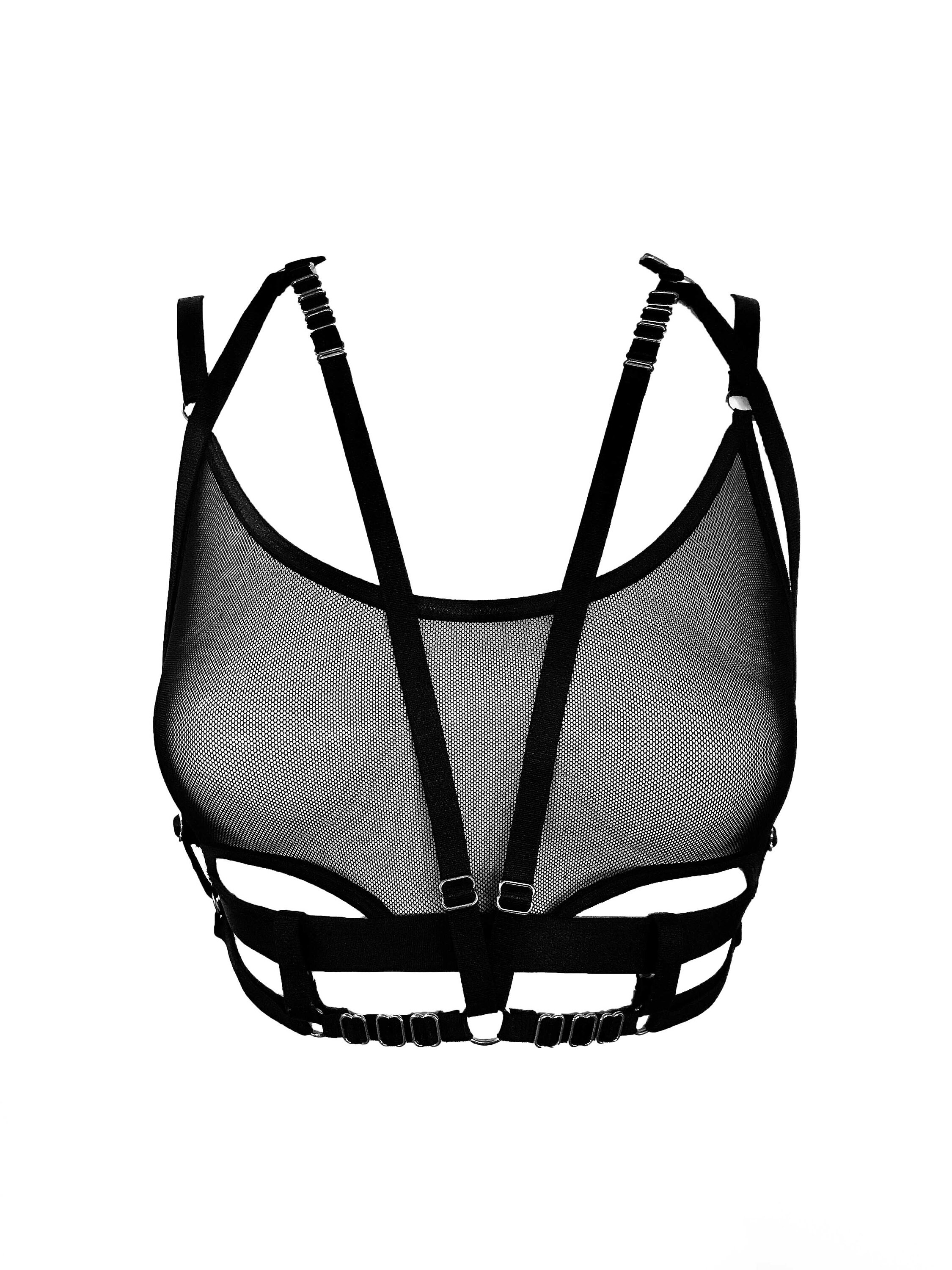 See Thru Mesh Bra with Detachable Harness / Two in One Etsy