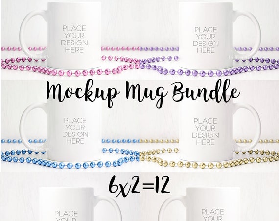 Christmas Bandle Mug Mockup 6 X2 Bandle Mock Up