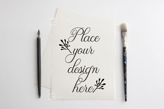 Flatlay Print Mockup Blank Paper Mock Up Top View