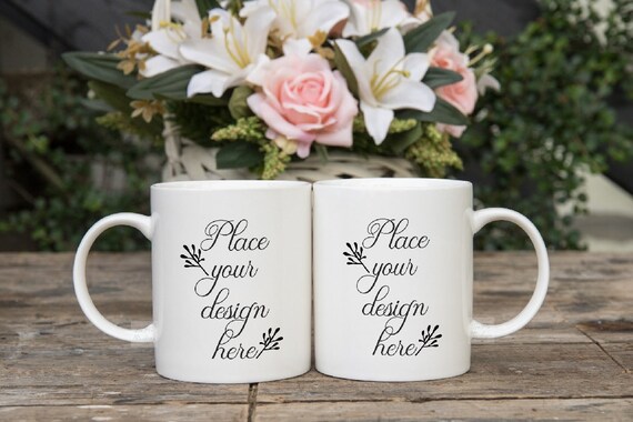 Download 2 Mockup Mug Two Mugs Mock Up 2 Stock Blank Mugs Romantic Etsy