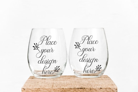 Download Two Wine Glass Mockups Stemless Glass Mockups Wine Glass Etsy