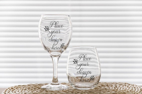 Two stemless wine glass mockups 2 no stem tumbler mockup