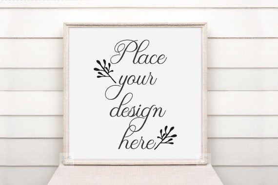 Square Frame Mockup Thin Frames Mock Ups Rustic Beach Etsy