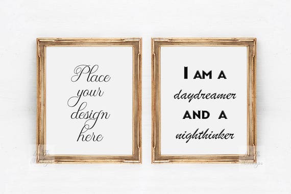 Download 2 Gold Mockup Frame Art Deco Mockup Two Vintage Blank Frame Etsy PSD Mockup Templates