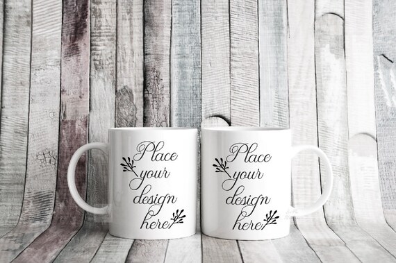 2 Mockup Mug Two Mugs Mock Up 2 Mug Rustic Mockups Romantic Etsy