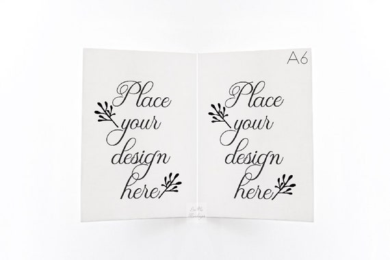 A6 Greeting Card Mockup Invitation Mock Up Open Top View Etsy