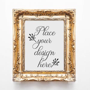 Gold frame Mockup, Romantic mock up, Edwardian frame mockup, Antique frame template, Vintage frame mock ups, blank frame mockups