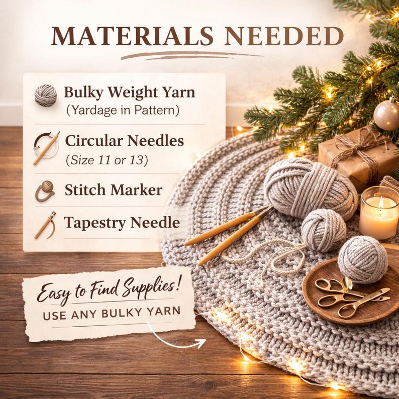 Grobstrick Baum Rock Muster | Anfänger Sperrgarn Yarn Weihnachtsdekoration (PDF-Muster) Bild 5
