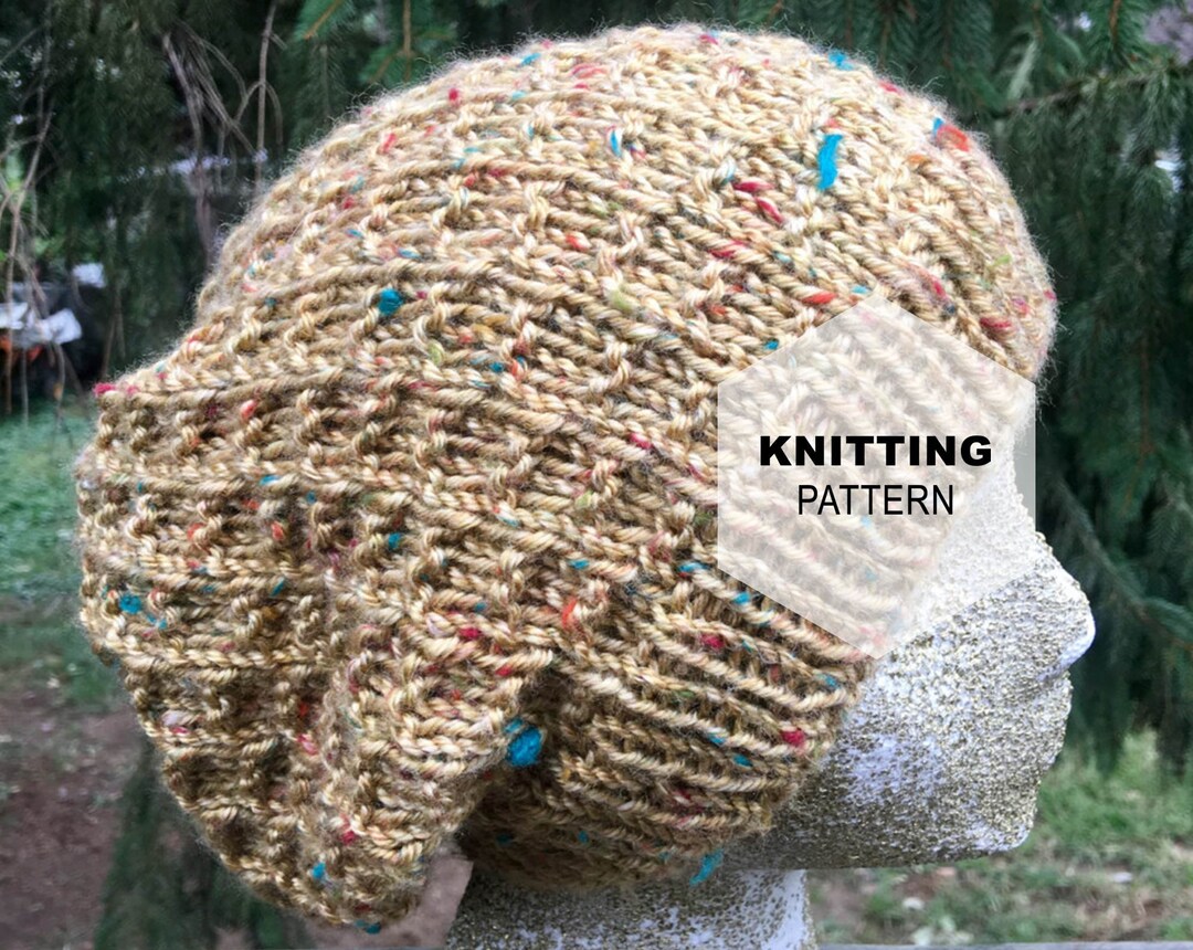 Knitting Pattern // Hat Slouchy Knit Waffle Stitch // the HARVEST - Etsy