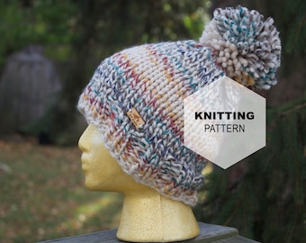 Knitting Pattern // Chunky Hat Removable Pom Pom