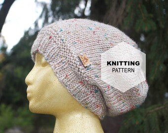 Knitting Pattern // Slouchy Hat Knit In the Round Stockinette // The FAWN Hat
