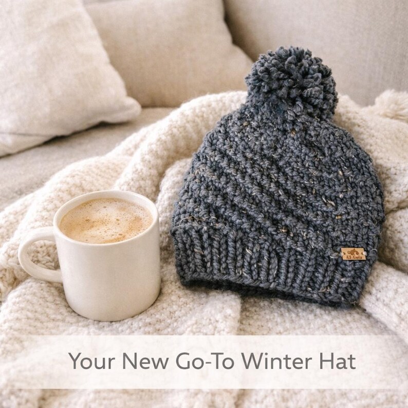 Chunky Knit Hat Pattern | Easy Swirl Beanie Knitting Pattern | Beginner ...