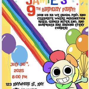 Fully Customizable Dandy&#39;s World Birthday Invitation! Digital Instant Download!