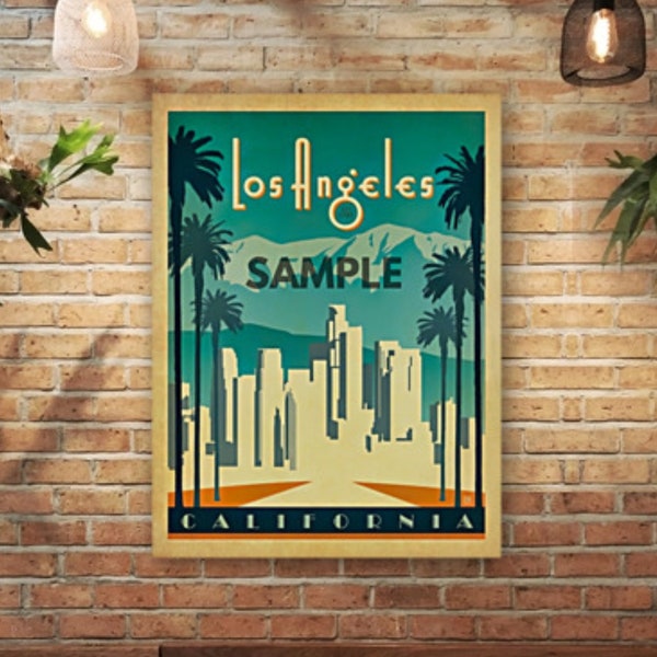 PRINTABLE IMAGE Los Angeles California Travel Poster for old photo for Junk Journals, Scrapbooks, Decoupage, Card Making, Framing, Albums