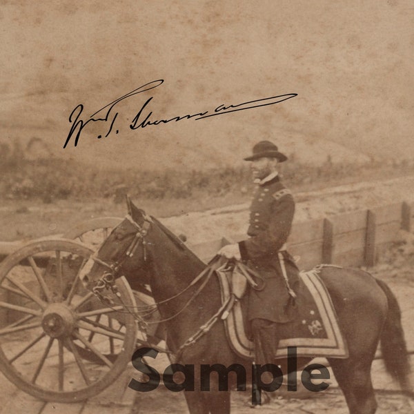 Autographed William T Sherman Atlanta Horse Photo - 8X10 photo INSTANT DOWNLOAD