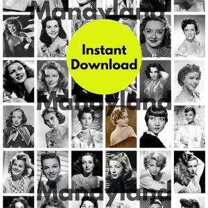 36 IMAGE COLLAGE Golden Age of Hollywood Movie Stars Scrabble digital sheet Instant Digital Download Party Games