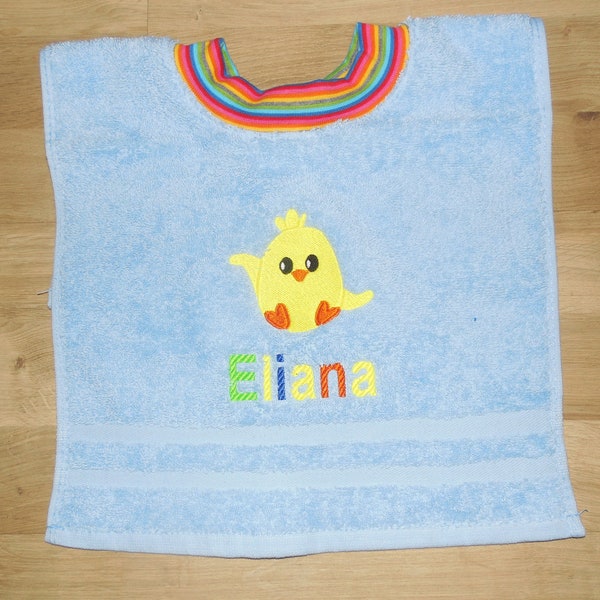 Towel bib with name and embroidery picture Sabberlatz