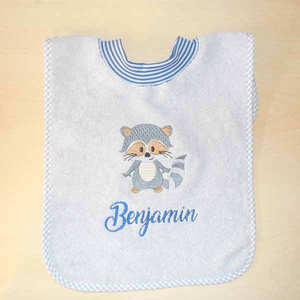 Towel bib with name and embroidery picture Sabberlatz