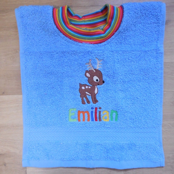 Towel bib with name and embroidery picture Sabberlatz