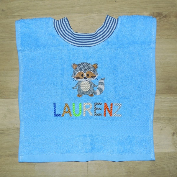 Towel bib with name and embroidery picture Sabberlatz