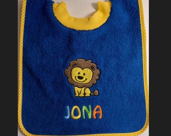 Towel bib with name and embroidery picture drool bib