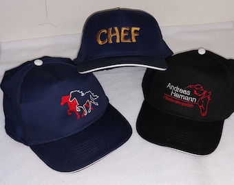 Cap embroidered with name or small motif or logo