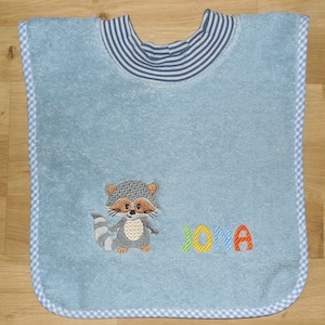 Towel bib with name and embroidery image drool bib image 1