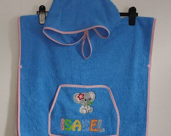 Bath poncho poncho with pocket with embroidery image and name of your choice