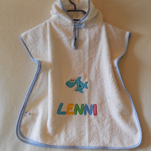 Bath poncho, poncho with embroidery picture and name as desired