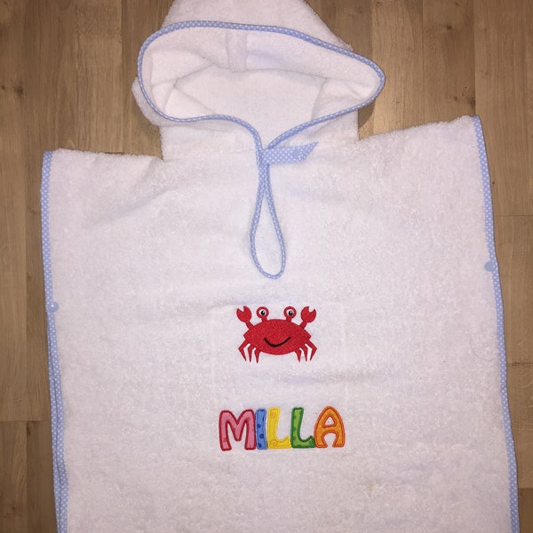 Bathing poncho poncho with embroidery picture and name as desired