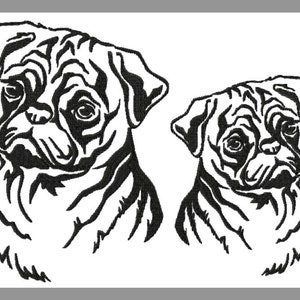 Embroidery file Pug uni in 2 sizes