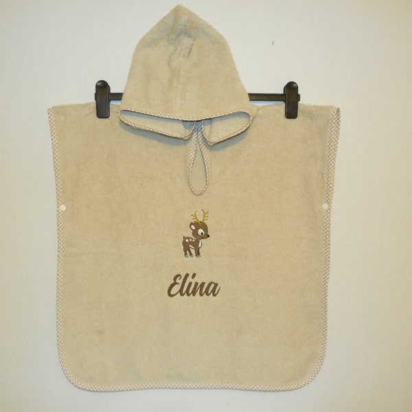 Bath poncho, poncho with embroidery and name as desired