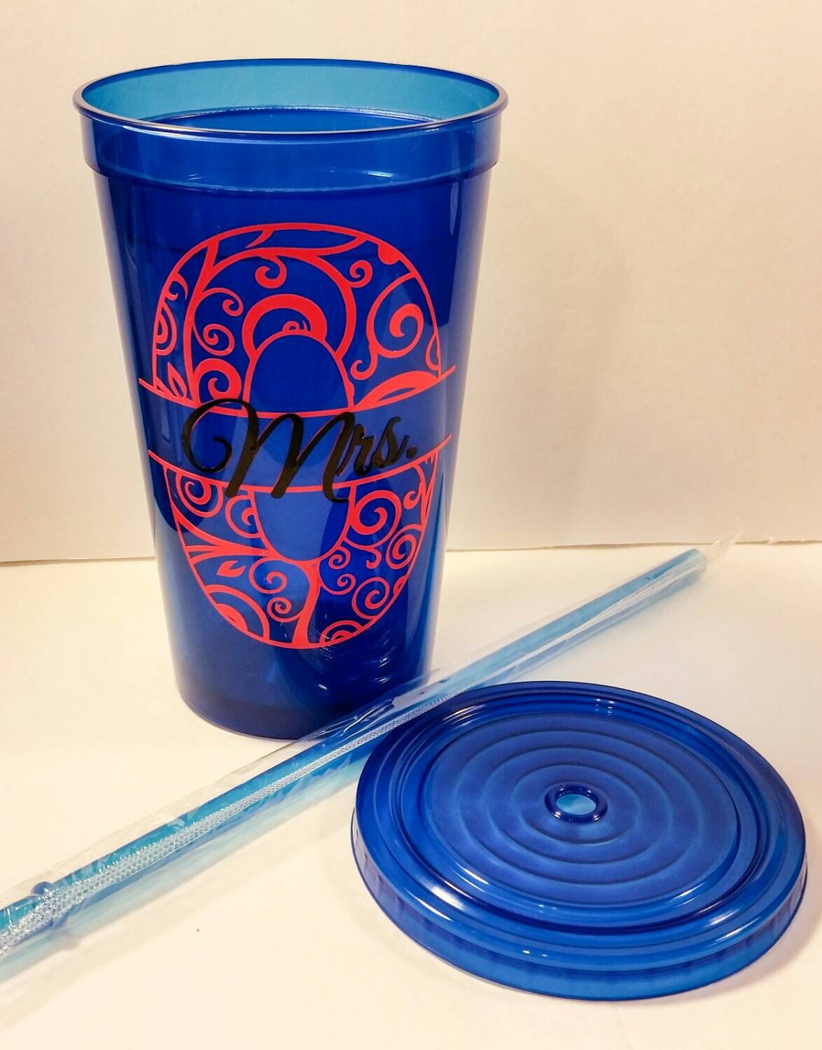 Personalized Plastic Cups with lid & straws Double Walled Etsy