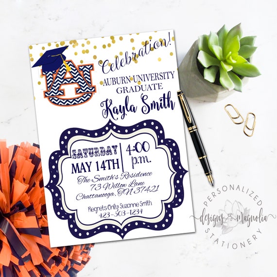 Auburn University Graduation Party Invitation Graduation Etsy