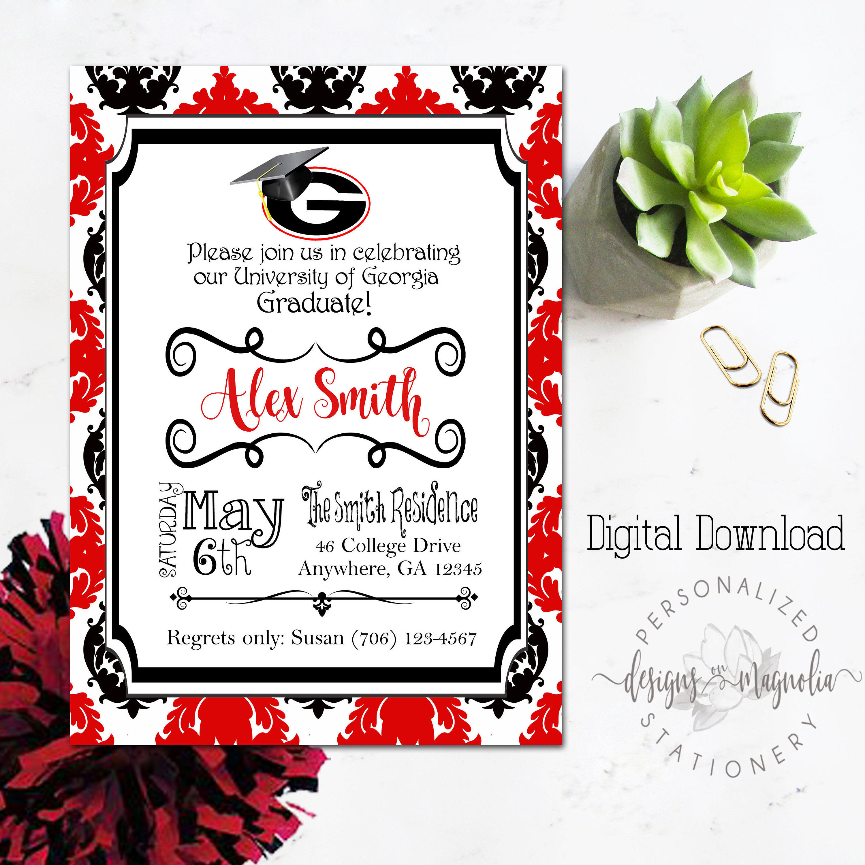 University of Graduation Party Invitation Digital Etsy