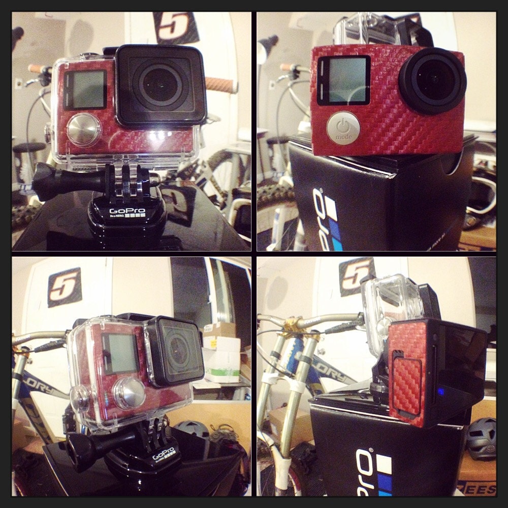 Gopro Hero 4 Red Anodized Carbon Fiber Custom Skin Wrap Decal Etsy