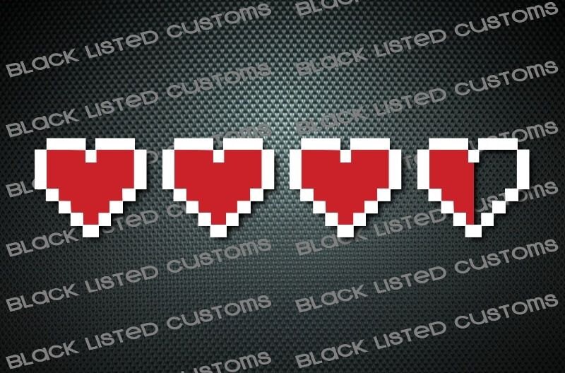 Zelda 8 Bit Heart Custom Vinyl JDM Decal Sticker